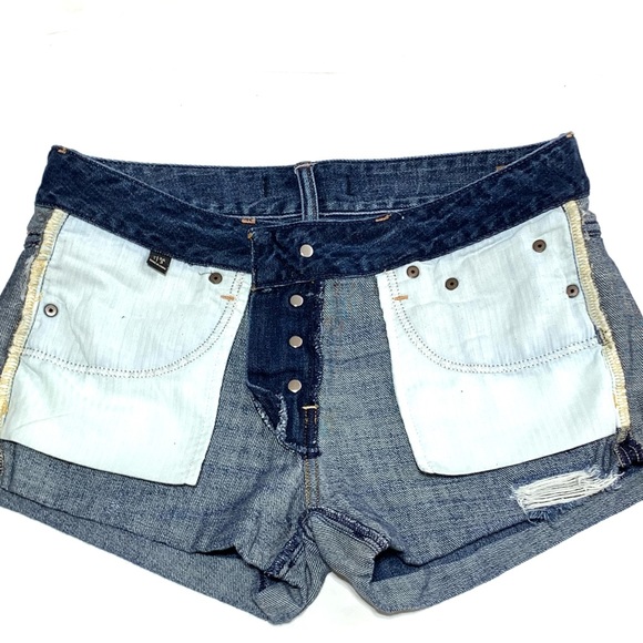Abercrombie and Fitch Dark Blue Low Rise Button Fly Distress Jean Short Size 26 - Picture 7 of 12